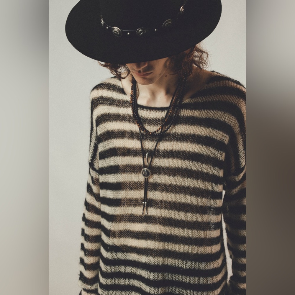Other UK brand mohair blend stripe sweater open knit